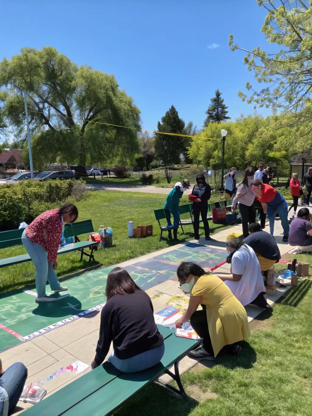 A diverse group of community members participating in a R.A.C.I.N.E. event, showcasing inclusivity and community engagement.